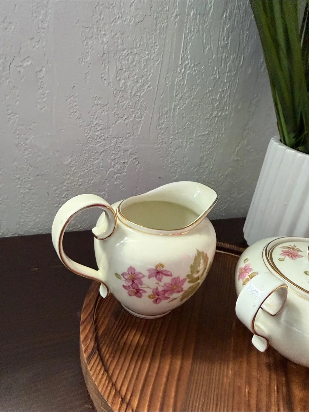 Franconia Krautheim selb Bavaria  set of Cream and Sugar with Pink Floral